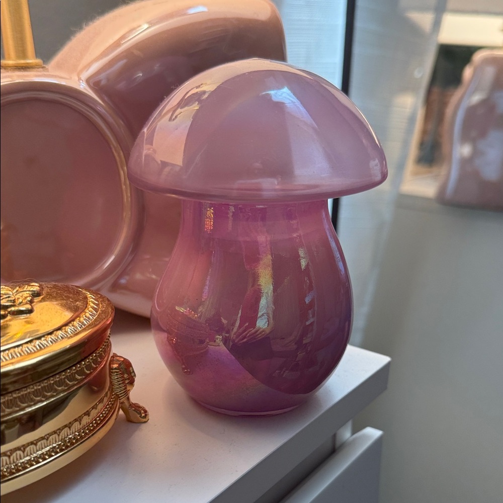 Purple Iridescent Mushroom Glass Candle
